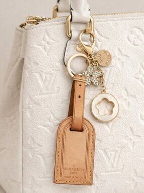 Authentic Louis Vuitton Name Tag / Luggage Tag with Unbranded Keychain